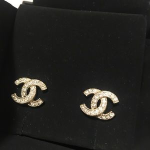 Chanel gold logo earrings